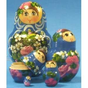   Floral Art 5 Piece Russian Wood Nesting Doll