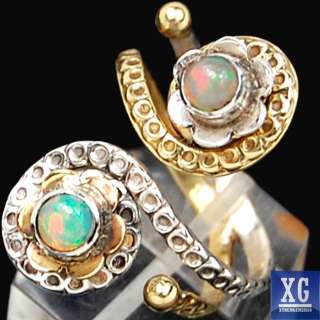 two tone ethiopian opal 925 silver ring us size 8 total weight 4 5 