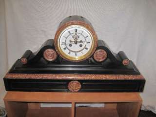 Antique Solid Marble Mantel Clock Exposed Escapement French Movement 