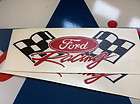 FORD RACING CROSS FLAGS   VINYL DECAL SET   RED   8 BY 3