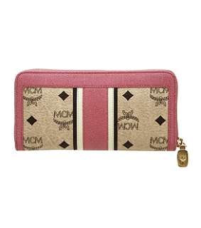 NWT MCM Women Wallet Zippered VISETOS Pink  