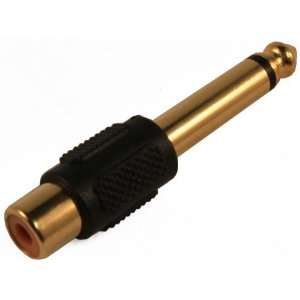  1/4 Inch(6.3mm) Mono Male to RCA Female Adapter Gold 