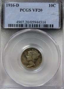 1916 D 10C PCGS VF20 DIME VERY RARE MUST SEE  