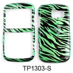  Pantech Link Transparent Design, Green Zebra Print Hard 