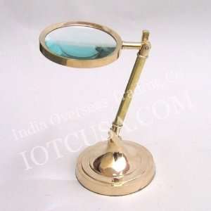 REAL SIMPLEA HANDTOOLED HANDCRAFTED BRASS MAGNIFYING GLASS STAND
