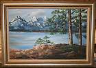 AWESOME Large ROCKY MOUNTAIN Lake Palette Knife Oil Painting / Signed 