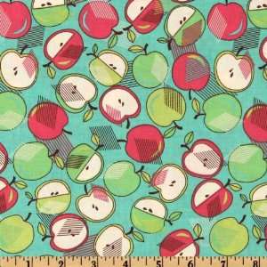  44 Wide Fruit Punch Apples Teal Fabric By The Yard Arts 