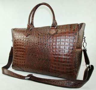   Genuine Cowhide Leather Briefcase Messenger Shoulder Bag Crocodile