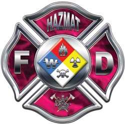 Hazmat F D Firefighter Maltese Cross Pink Decal FF101  