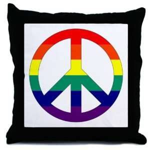  Throw Pillow Rainbow Peace Symbol Sign 