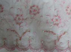   Embroidered Pageant Bridal ORGANZA Fabric Double Border FREE USA SHIP