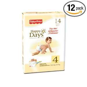  Fisher Price Happy Days Diapers, Size 4, 14 Count (Pack of 