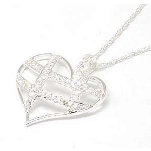  925 Silver Open Heart CZ Pendant on 18 Chain by TOC 