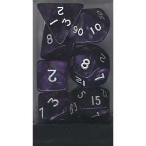  Purple Pearl Finish 7 Piece Polyhedral Dice Set Toys 