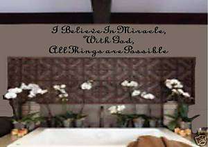 WALL ART VINYL LETTERS,WALL DECOR,I BELIEVE IN MIRACLES  