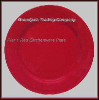 Pier 1 Christmas RED Earthenware 10 3/4 Dinner Plate B  