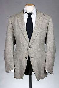 Vintage Lanvin Beige Windowpane TWEED Wool Jacket/Blazer 48 R  