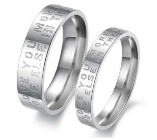 JR57 316L Stainless Steel Love You More Wedding Couple Rings Size 9 