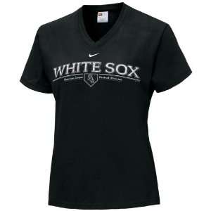  Nike Chicago White Sox Black Ladies Banner T shirt Sports 