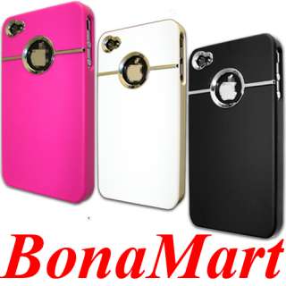   Hard Back Case Cover W/Chrome FOR iPhone 4 4G 4S Verizon AT&T  