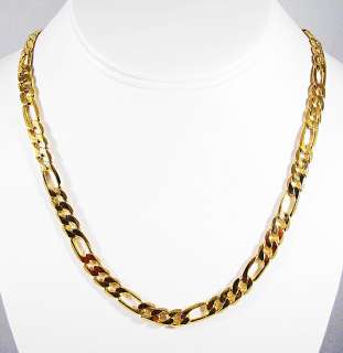18 INCH 14K GOLD FINISH FIGARO LINK CHAIN NECKLACE 6MM  