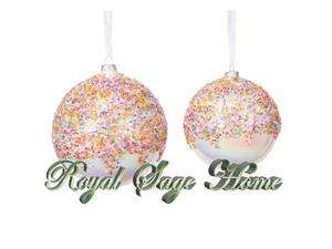 44468 LARGE 5 Ice Cream Sprinkles Ball GLASS Ornament S/2  