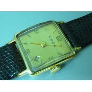  Ebel Ladies Gold Plated Tank Watch with Date at 5 oclock 