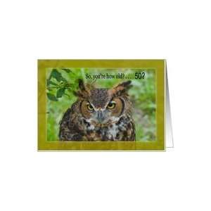  Birthday 50th, Great Horned Owl Bird Card Toys & Games