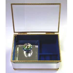  Mirrored Musical Jewery Box . Featutres Glass Top, Rotating Glass 