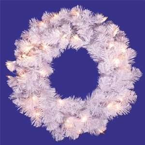 20 in. PVC Christmas Wreath   Crystal White   50 Clear Dura Lit Lights 