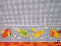 Airplane Helicopter Rockets Border Nursery Fabric  