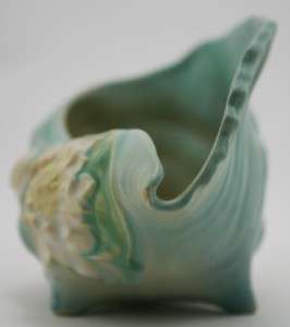 ROSEVILLE WATERLILY 6 CONCH SHELL IN AQUA GREEN/BLUE #445 MINT  