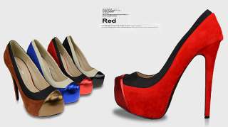 New Fashion Splices Womens Shoes Platforms Stilettos Super High Heel 