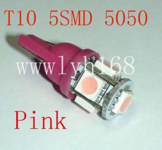 10X Pink T10 5SMD 5050 194 168 W5W Car LED Indicator Light Interior 