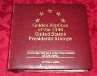 GOLDEN REPLICAS of the 1986 US Presidents STAMPS 36  