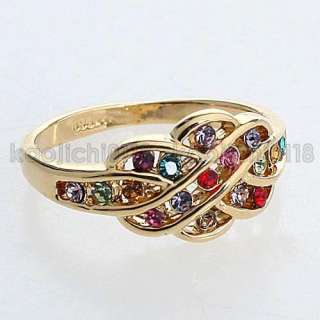 Pretty colorful CZ 18KT Yellow gold Plated ring 015Jz  