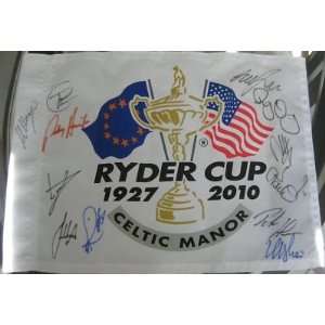  Team Europe Signed Full 2010 Ryder Cup Pin Flag +proof 