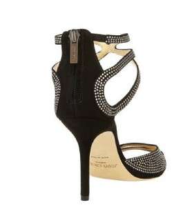 JIMMY CHOO Black Jeweled Suede Ankle Wrap Sandal Shoe 40 NIB $1095 