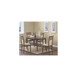  Walnut 42 Oval Leaf Dining Table & 4 Side Chairs with 
