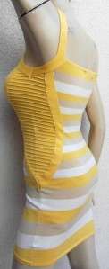 Bebe brand kardashian bodycon SUNNYRAY YELLOW Deco BANDAGE Dress S 