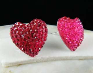 Shiny Diamante Elegant Pretty Cute Lovely Heart Stud Earring g7  