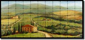 Margosian Vineyard Landscape Tumbled Marble Tile Mural  