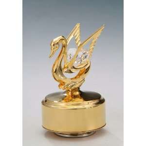  Swan 24K Gold Swarovski Crystal Music Box Figure