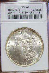 1884 O Morgan Silver Dollar MS 64 ANACS VAM 4 US Coin  