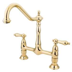   Brass PKS1172AL 8 inch center spread deck mount bridge kitchen faucet