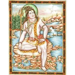  Lord Shiva on Mount Kailash   Water Color Painting On 