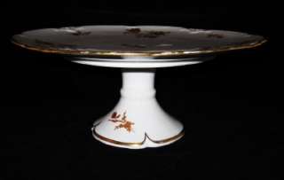 Footed Pedestal Cake Plate, Limoges, France, Gold Roses  