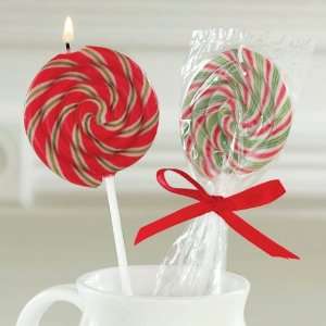  Peppermint Scented Candy Cane Lollipop Candles (set of 2 
