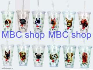Dog Breeds Insulated Clear Acrylic Drink Cups/Tumblers  