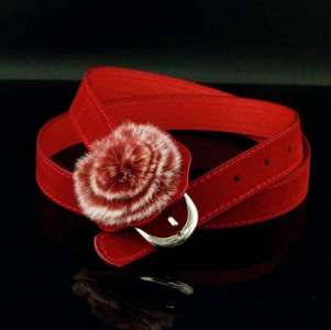 NEW WOMENS BOHO URBAN PEOPLE STYLE RED FAUX FUR SUEDE FASHION BELT 